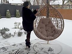 Elegant beret whore bares huge tits sucks cock pro gets jizz facial!