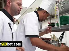 Staff Bangs Cute Teen Waitress Hard in Reality Orgy!