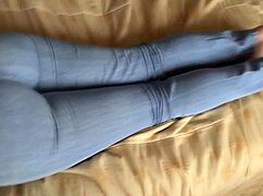 stepmom's big ass tempts me so much i cover it in cum since her legs stay closed