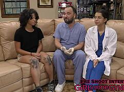 peek behind nicole luvas' latex gloves in her curly-haired teen spread exam