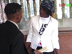 church site check turns into ebony bbw doggystyle creampie pounding on the dirt