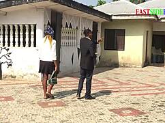 church site check turns into ebony bbw doggystyle creampie pounding on the dirt