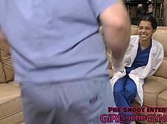 peek behind nicole luvas' latex gloves in her curly-haired teen spread exam