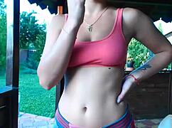 FEELING SO EXPOSED! TEEN STRIPS OUTDOOR FLASHING CAMELTOE AND TOES