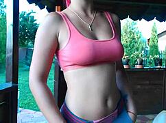 FEELING SO EXPOSED! TEEN STRIPS OUTDOOR FLASHING CAMELTOE AND TOES