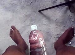labeto jerks safe into condom on sex machine 💦