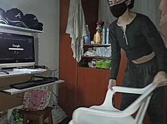 Hot alubna bends over for penetration while doing chores with huge cock!