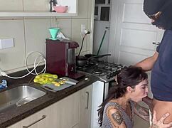 free cooking turns into bareback bbc assfisting surprise