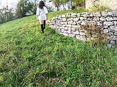 Holy shit, neighbors spy my naked strip in wild nature!