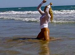 damn fucking mommy on beach with monster cock!! 🍑🌊