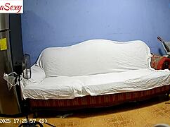 big ass model preps backstage for pounding