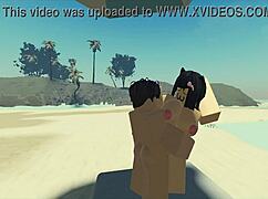 I fuck my Roblox catgirl hard at beach then creampie her wet pussy deep inside