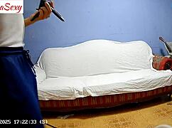 big ass model preps backstage for pounding