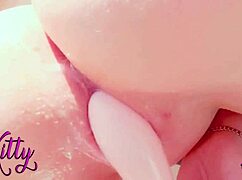 close up asmr toy play with soft moans and big climax