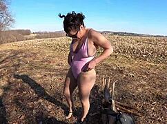 oh man my big ass wife in thong leotard over pantyhose spreads wide