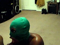 Juicy bbw gives messy quick handjob to big black cock