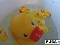 i love slipping into a steamy bath with my big tits and rubber duckies around