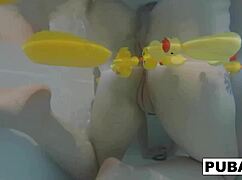 i love slipping into a steamy bath with my big tits and rubber duckies around