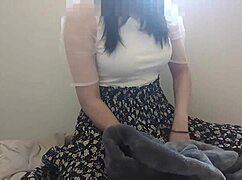 Home from work horny blanket masturbation overwhelms curvy japanese beauty