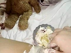 My kinky 18yo virgin stepsis rubs creamy cake on pussy