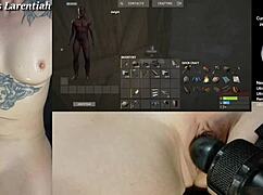Goth Gamer Mistress Larentiah's Naked Rust Stream Teases Shaved Pussy