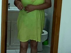 Stepson strokes watching stepmom finger pussy before beach outing