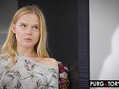 purgatoryx blindfolded petite coco lovelock sucks stepdad's cock while bound and masked