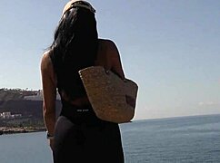 perfect tits and huge ass out at beach then fucked topless