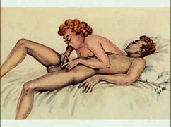 Vintage erotic drawings reveal hairy beavers in retro antique style