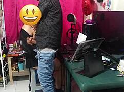 boss pulls employee into office for full spanish sex dialogue on desk and bed
