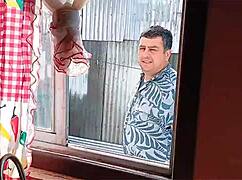 stepdad pins horny stepdaughter against kitchen counter for rough pounding