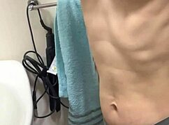 after showering with short-haired japanese wife i lick and pinch her hardening nipples during steamy bathroom sex