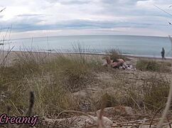 FRENCH teacher SLUT gives BLOWJOB on NUDE beach to stranger CUMSHOT - misscreamy