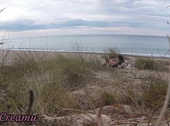 FRENCH teacher SLUT gives BLOWJOB on NUDE beach to stranger CUMSHOT - misscreamy