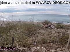 FRENCH teacher SLUT gives BLOWJOB on NUDE beach to stranger CUMSHOT - misscreamy