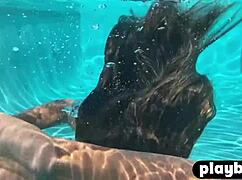 ana foxxx teases in lingerie then pool masturbates hot