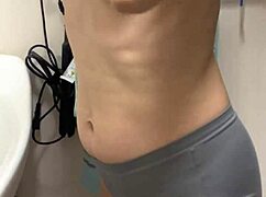 after showering with short-haired japanese wife i lick and pinch her hardening nipples during steamy bathroom sex