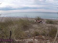 FRENCH teacher SLUT gives BLOWJOB on NUDE beach to stranger CUMSHOT - misscreamy