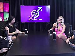Monica Lima devours Bruna Carlos pussy right in front of cuckold?