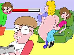 she flashes her body teasing on the sofa in this erotic comic scene