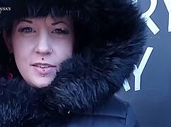 so this horny pink-haired tattoo babe lets the businessman crash then rides him bareback cum inside