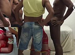 brazilian bull gangbangs carioca housewife corno films slut wife taking double black cocks anal creampie