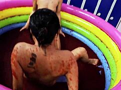 romana ryder and tammie lee wrestle in slippery lesbian jelly fight
