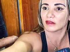 Stepmom spies me bathing then sucks my monster cock!