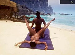 Hey curvy white MILF Alissa takes huge black cock from Locu on beach