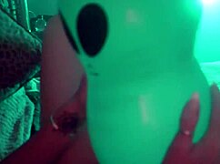 Blonde milf cougar squirts with alien balloon fetish masturbation solo
