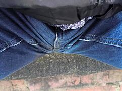 BOLD PUBLIC JEANS SOAKING WET PEE OUTDOOR DESPERATION EXPLOSION