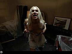 Blonde fuck doll possessed gets exorcised squirting demon out her pussy!