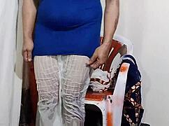 Desi housewife's big ass and long nipples drip wet in sexy trance clothes