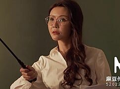 sexy asian teacher su yu tang licks big tits in classroom orgy md-0214